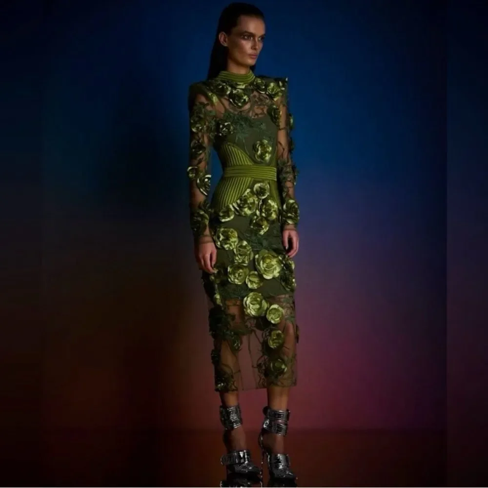 Zhivago Battle Lines Floral-Embellished Vendetta Dress size 6 - Picture 3 of 14
